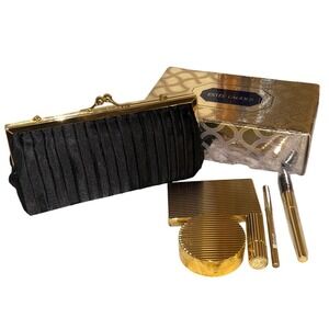 Estée Lauder Vintage 2010 Holiday Blockbuster Black Pleated Clutch & Makeup Set
